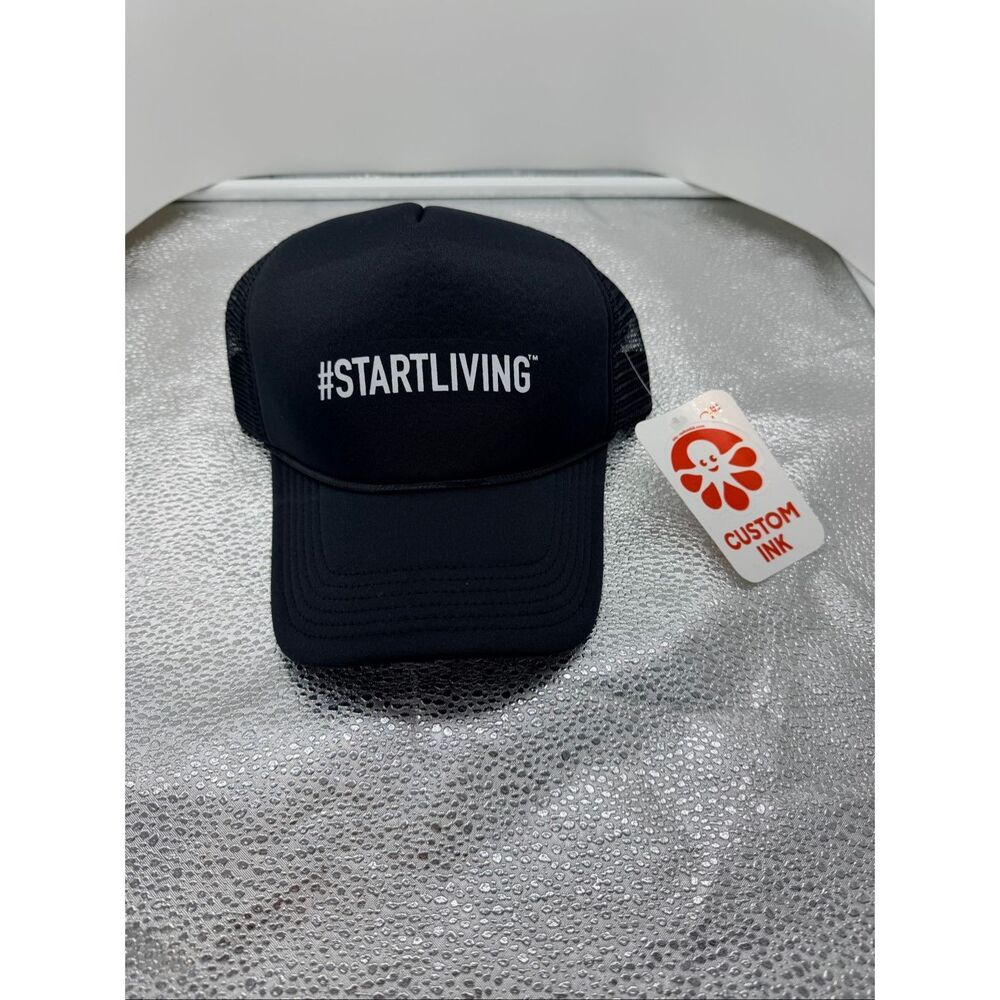 Brand New Custom Ink #startliving Black Trucker Hat Mesh Cap